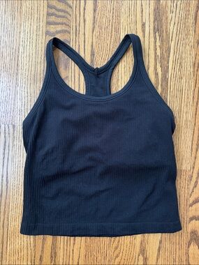 Racerback Ribbed Tank Top - Black